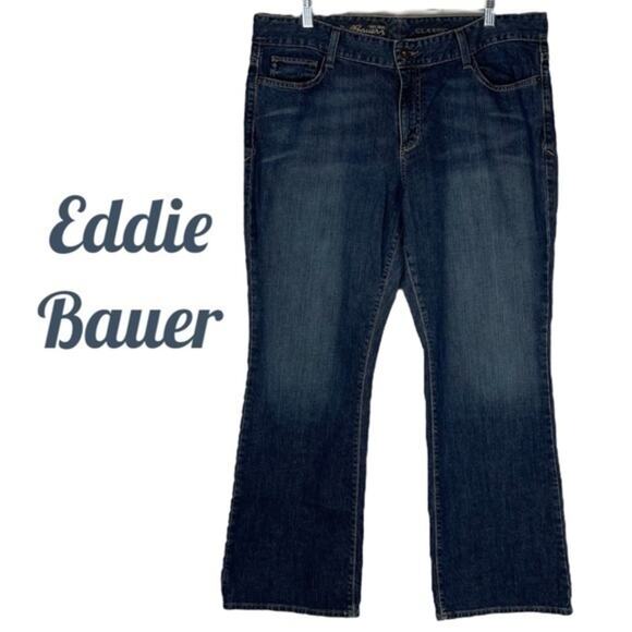 Eddie Bauer Classic Boot Cut High Rise Y2K Dark Wash Jeans Size 16S - Picture 2 of 12